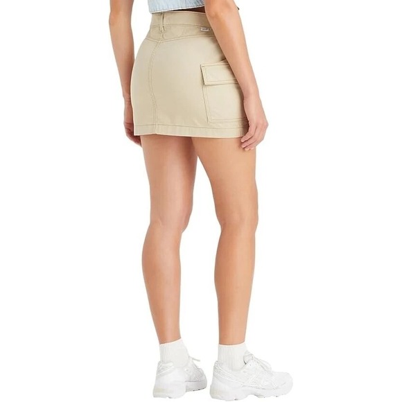 NEW Levi's 94 Cargo Skirt Khaki Size 33 Mini Retro Tan Beige - 100% Cotton - Picture 3 of 7